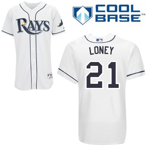 James Loney #21 MLB Jersey-Tampa Bay Rays Men's Authentic Home White Cool Base Baseball Jersey